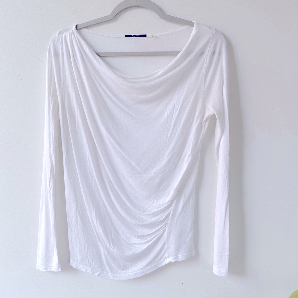 Tahari ruched white blouse